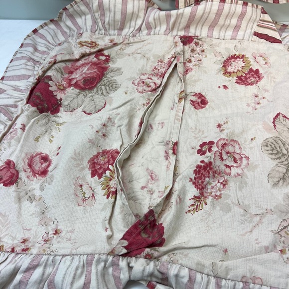Waverly Garden Room Norfolk Rose Pillow Shams 2 Set Red Floral Stripe Ruffle - Picture 4 of 10